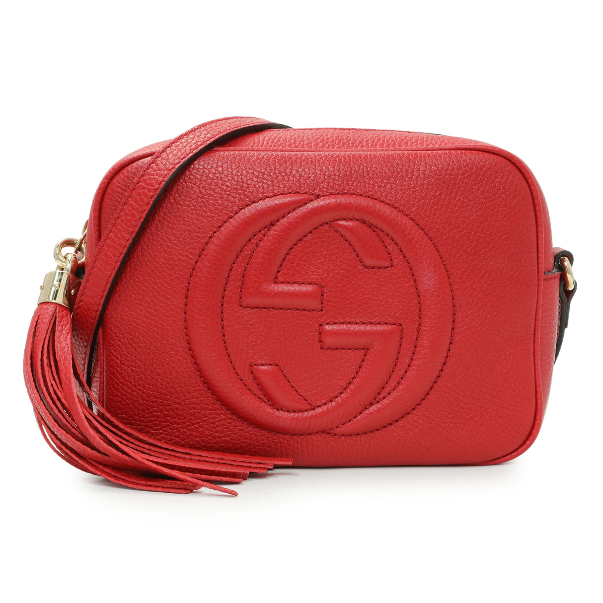 Gucci Red Pebbled Calfskin Small Soho Disco Bag Handbags Gucci