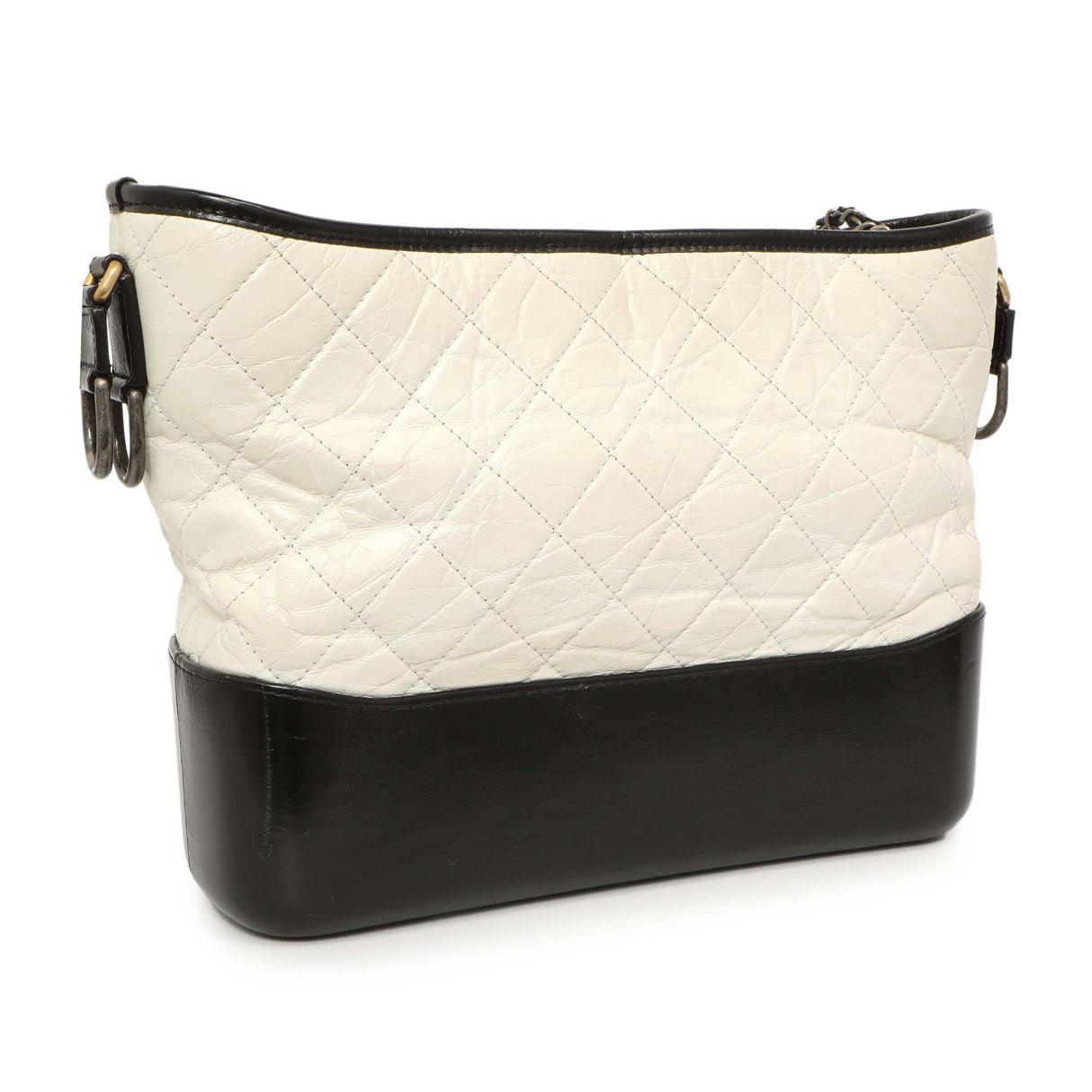 Chanel White Black Aged Calfskin Medium Gabrielle Hobo Handbags Chanel