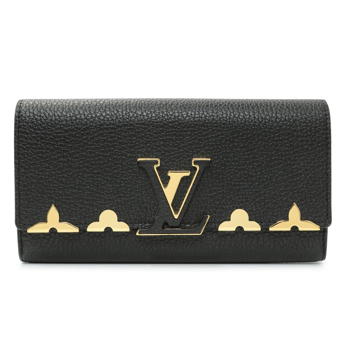 Louis Vuitton Black Taurillon Leather Flower Studded Capucines Wallet Accessories Louis Vuitton