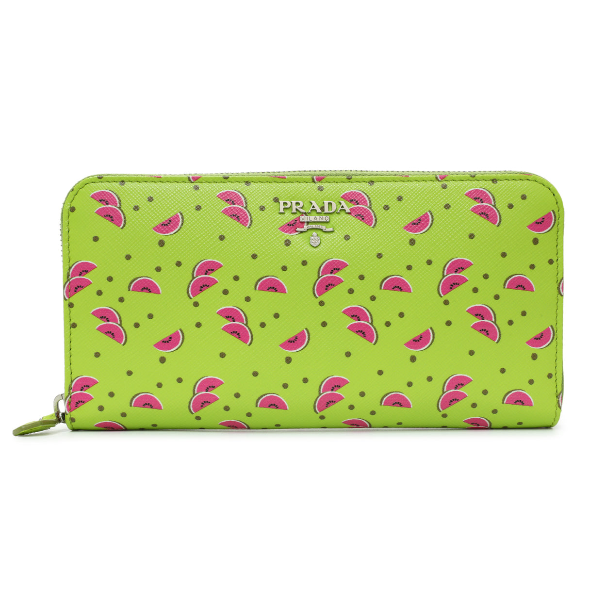 Prada Watermelon Print Saffiano Zip Around Wallet Accessories Prada