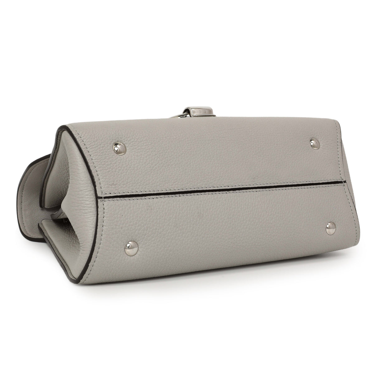 Salvatore Ferragamo Grey Calfskin Small Margot Top Handle Handbags Salvatore Ferragamo