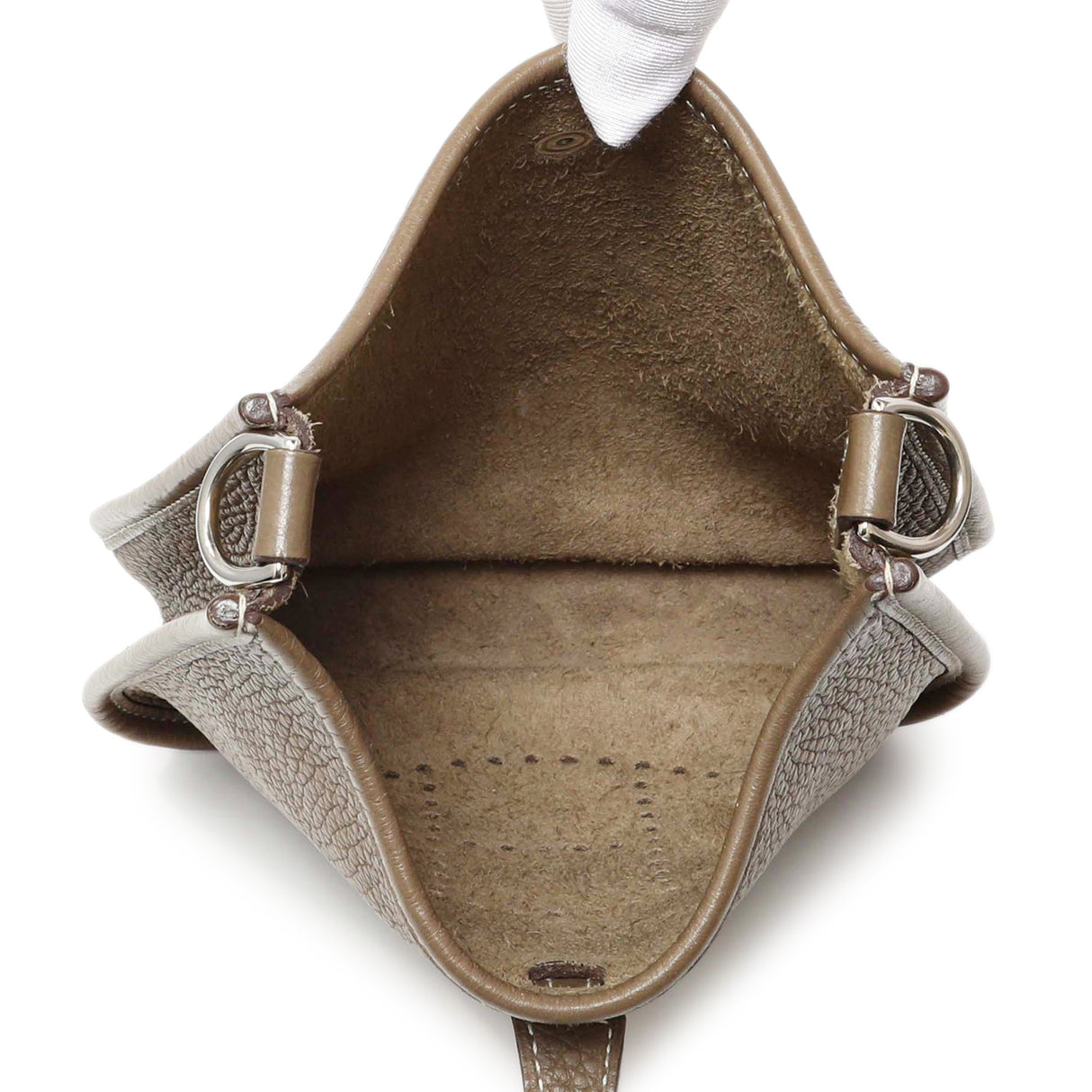 Hermes Etoupe Bleu Indigo Clemence Evelyne TPM Handbags Hermes