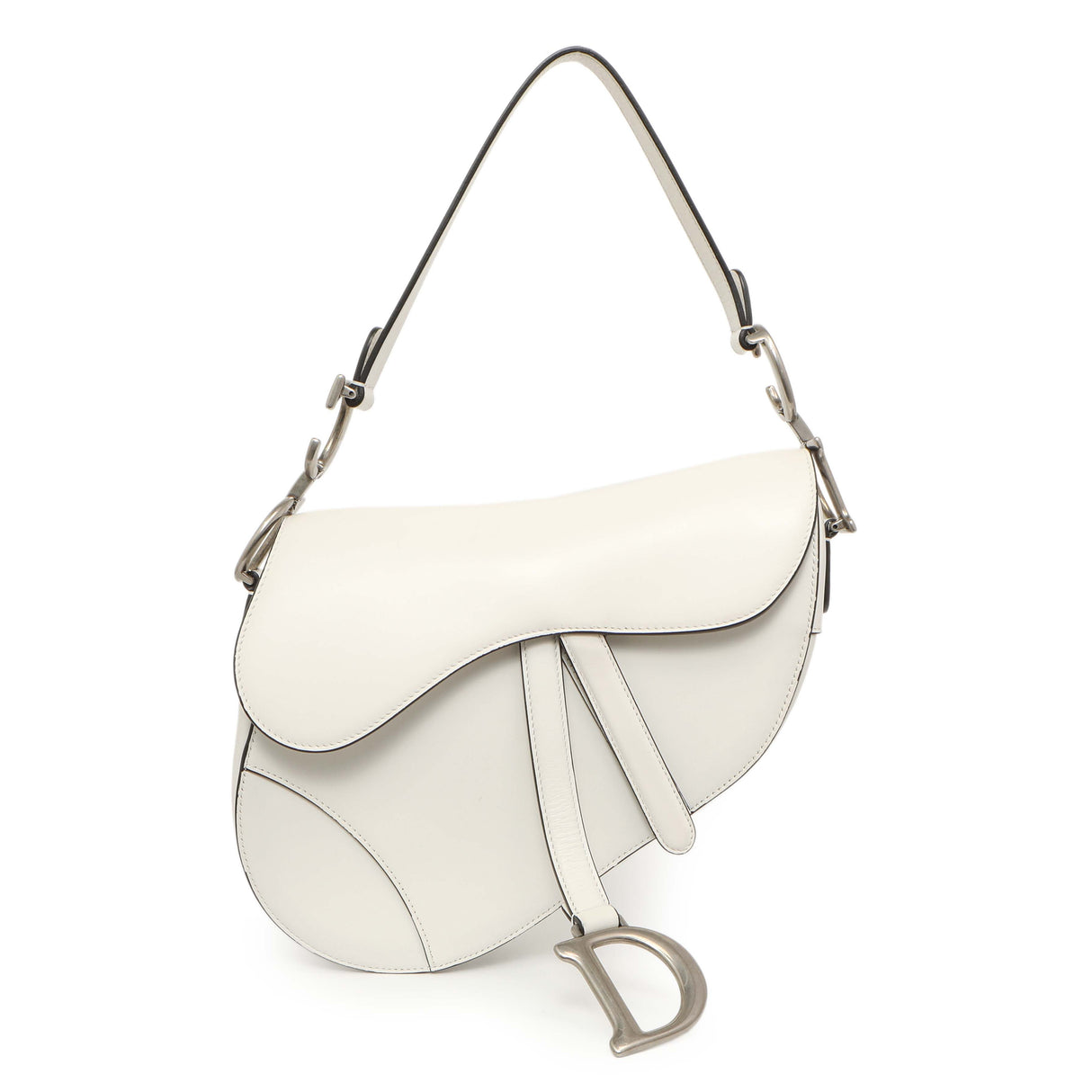 Christian Dior White Calfskin Saddle Bag Handbags Christian Dior