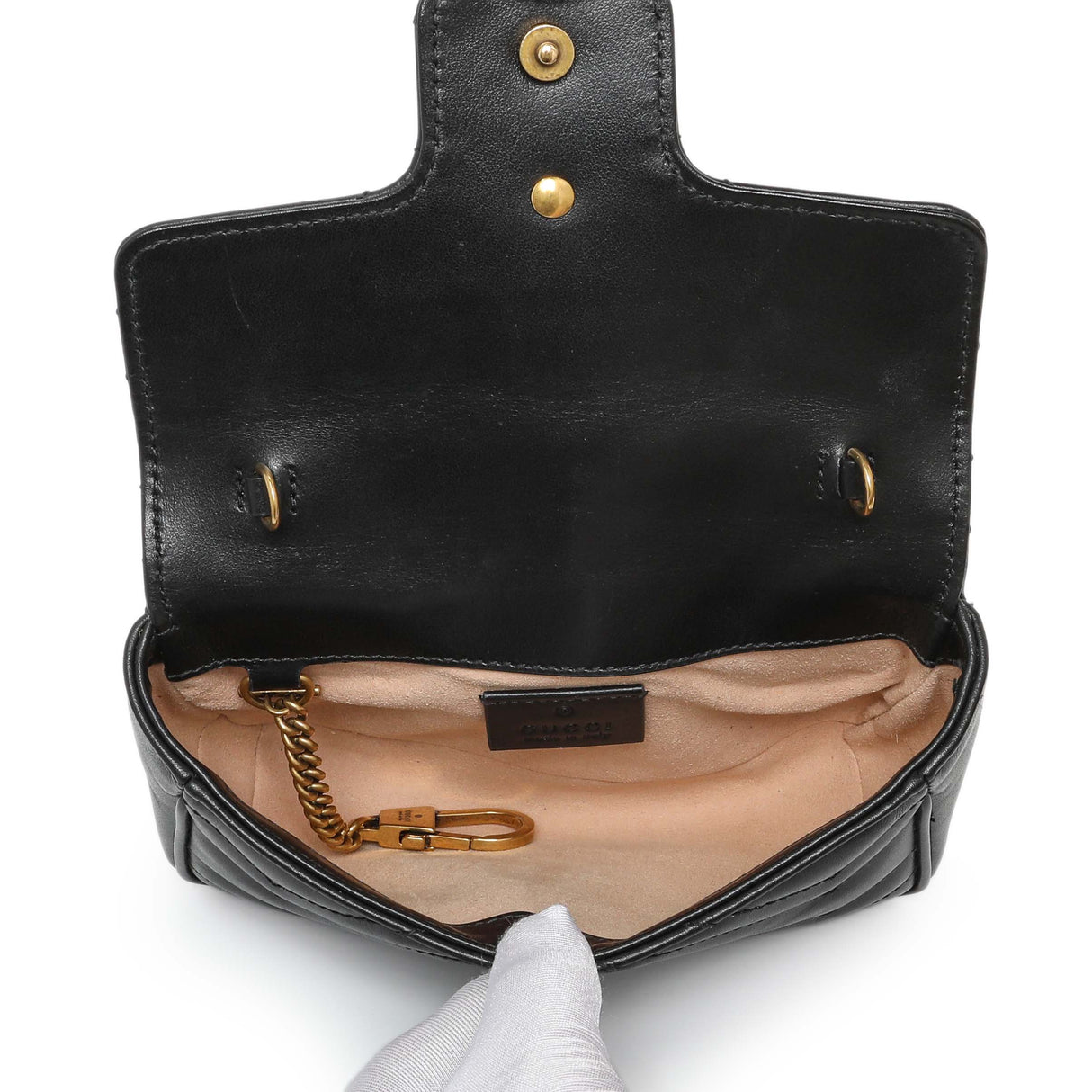 Gucci Black Calfskin Matelasse Super Mini GG Marmont Handbags Gucci