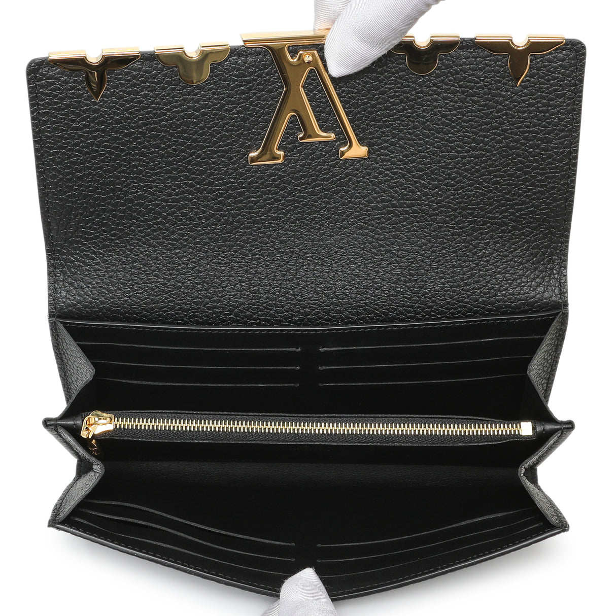 Louis Vuitton Black Taurillon Leather Flower Studded Capucines Wallet Accessories Louis Vuitton