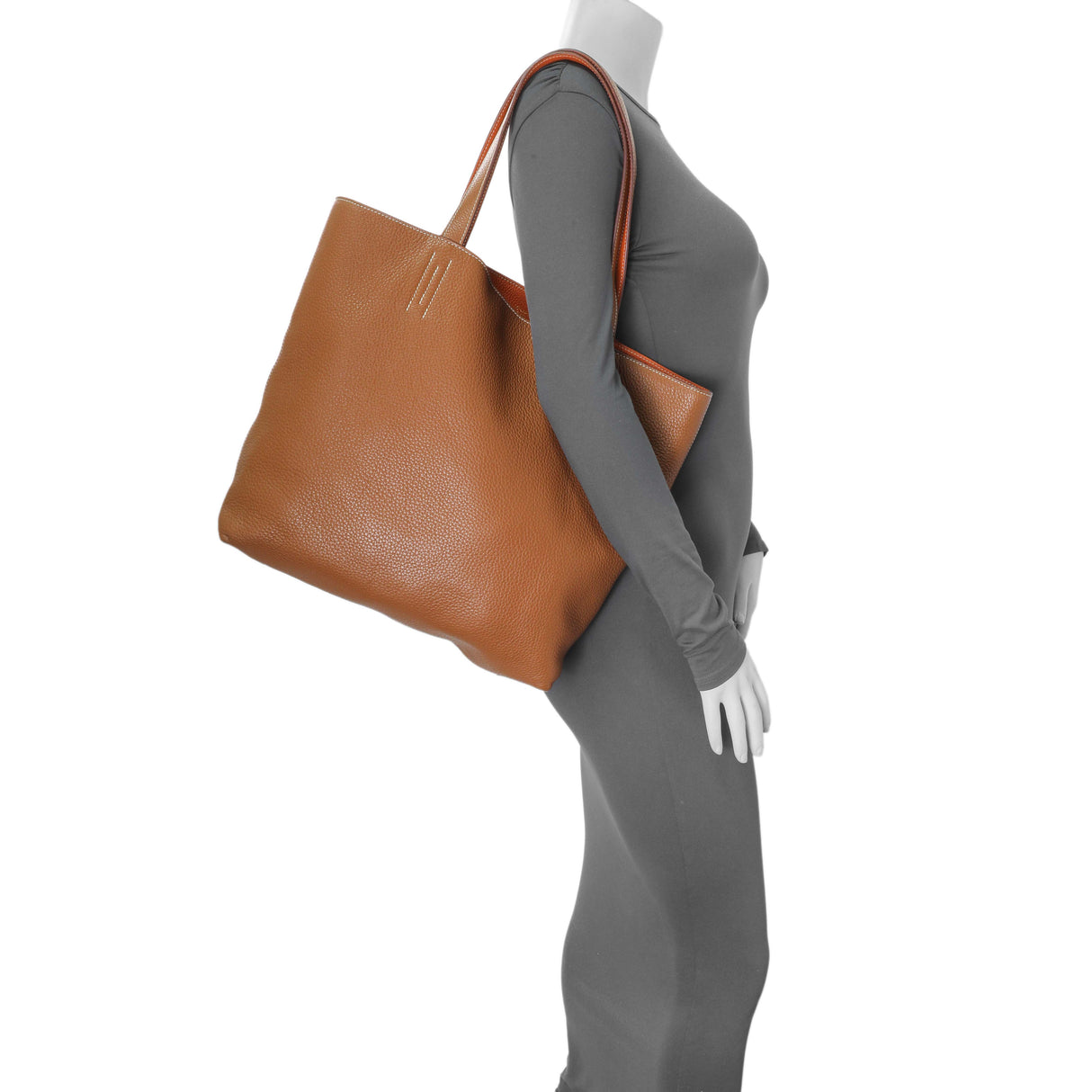 -6 items Mon June 29 ⬆️- Hermes Brown/Orange Taurillon Clemence Double Sens 45 Reversible Tote Handbags Hermes