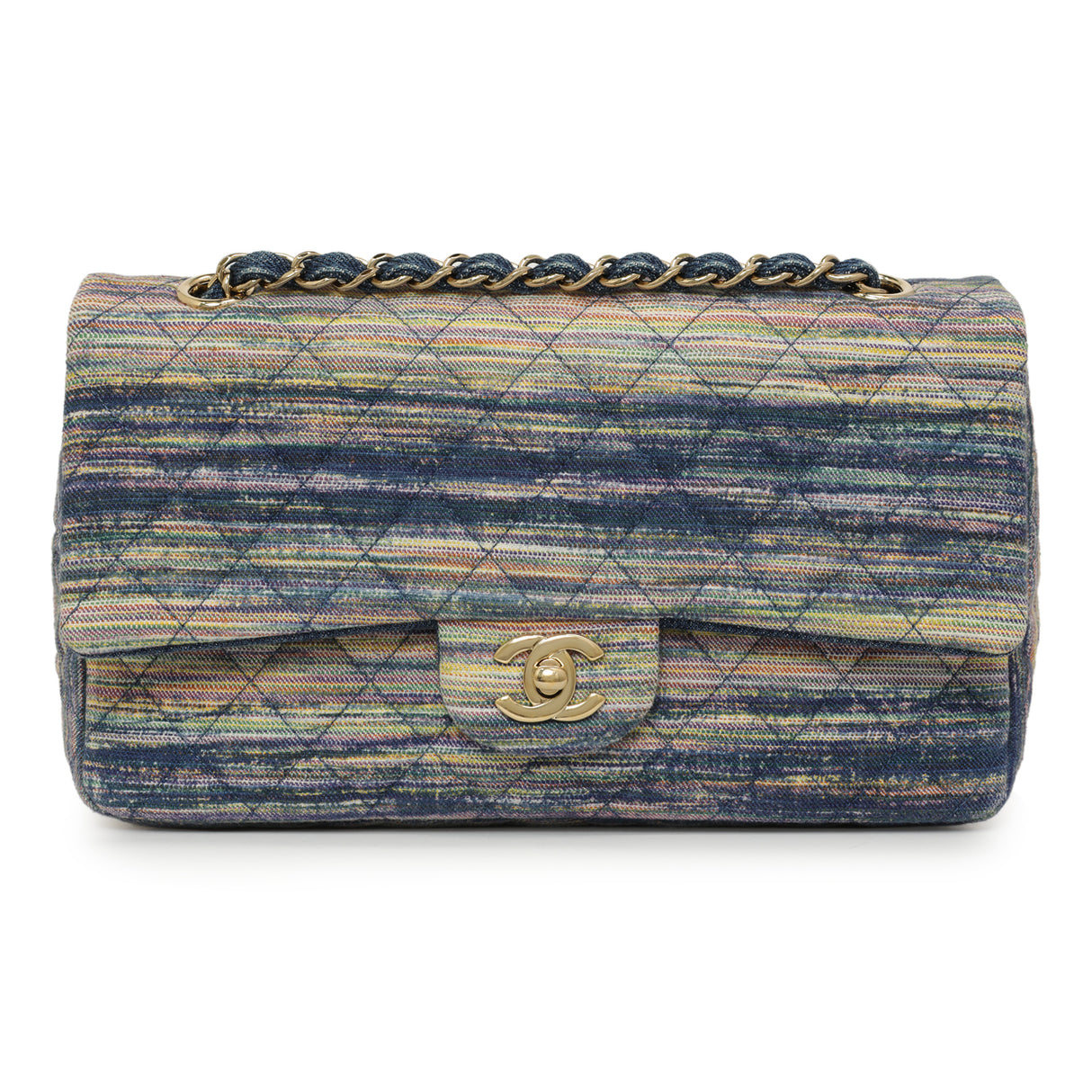 Chanel Quilted Denim Medium Classic Double Flap Handbags Chanel