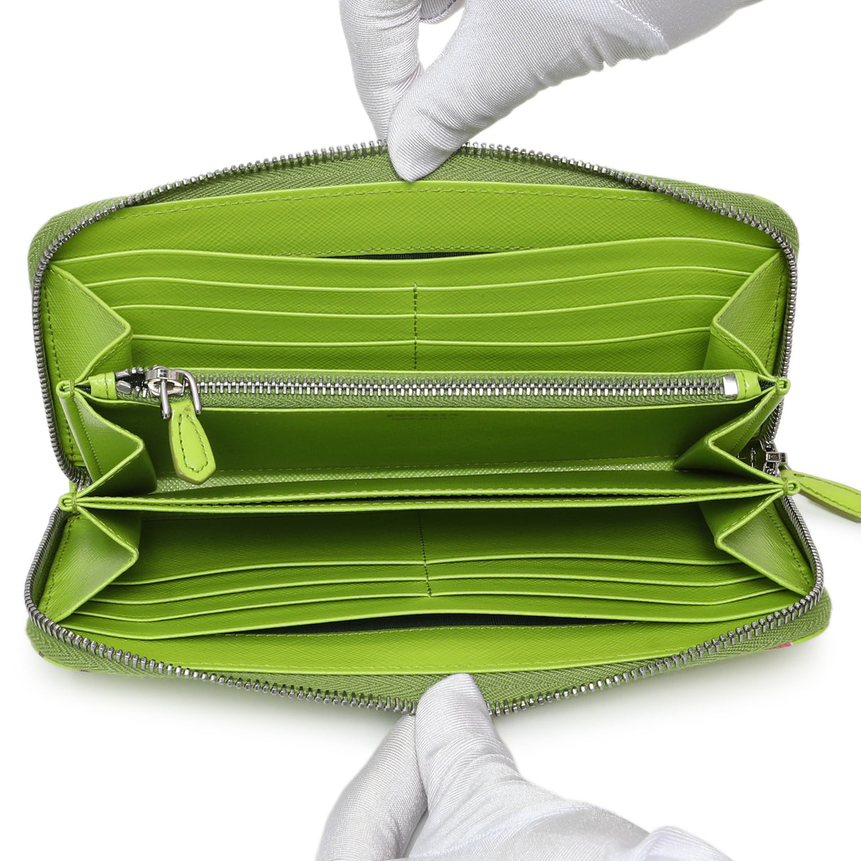 Prada Watermelon Print Saffiano Zip Around Wallet Accessories Prada