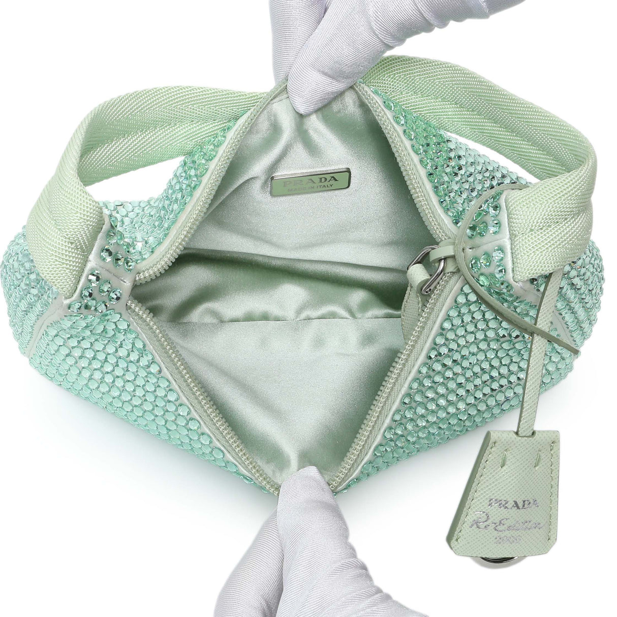 Prada Acqua Satin Crystal Mini Re-Edition 2000 Bag Handbags Prada