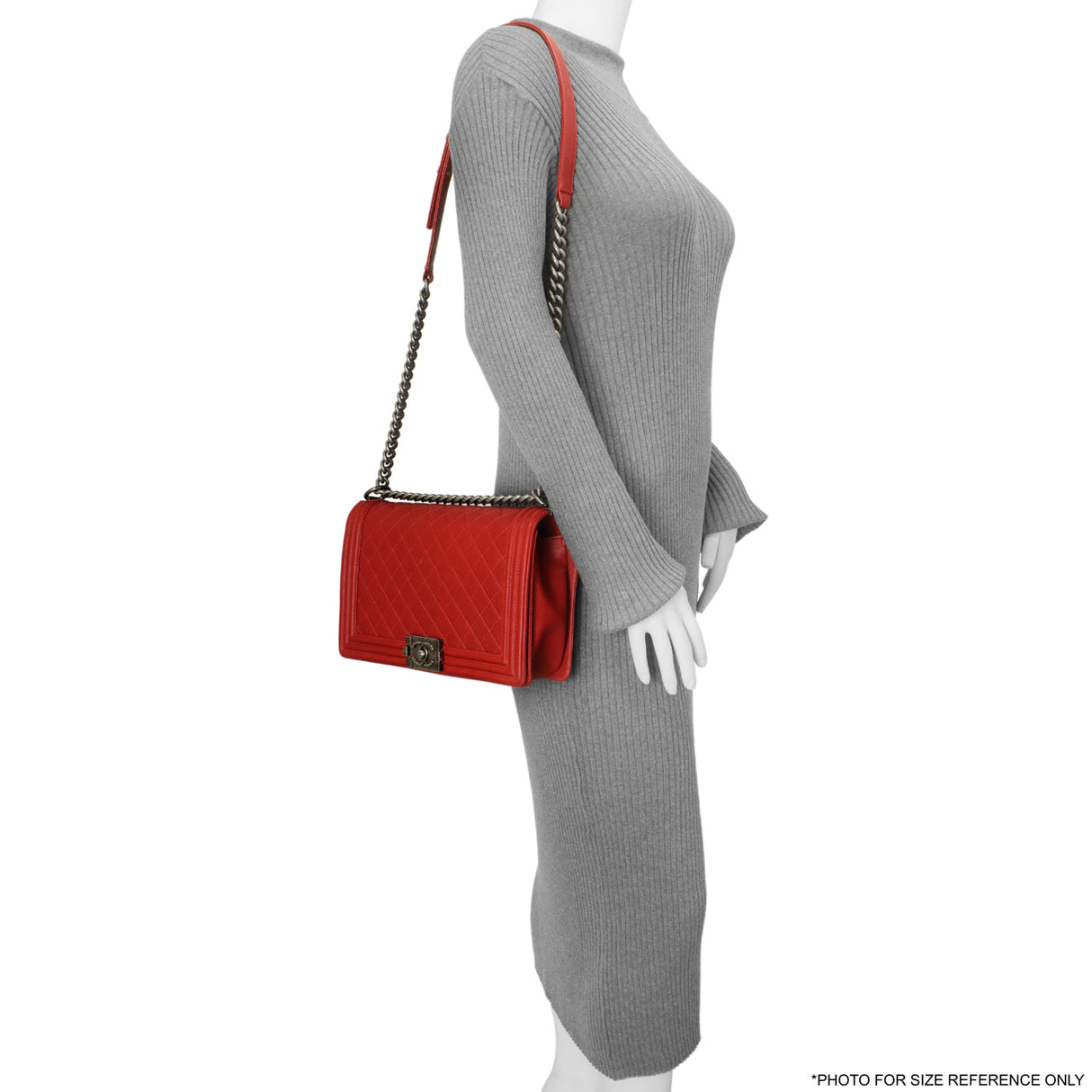 Chanel Red Quilted Caviar New Medium Boy Bag Handbags Chanel