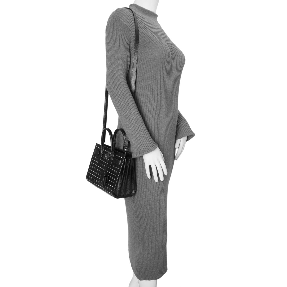 Saint Laurent Black Studded Calfskin Nano Sac De Jour Handbags Saint Laurent