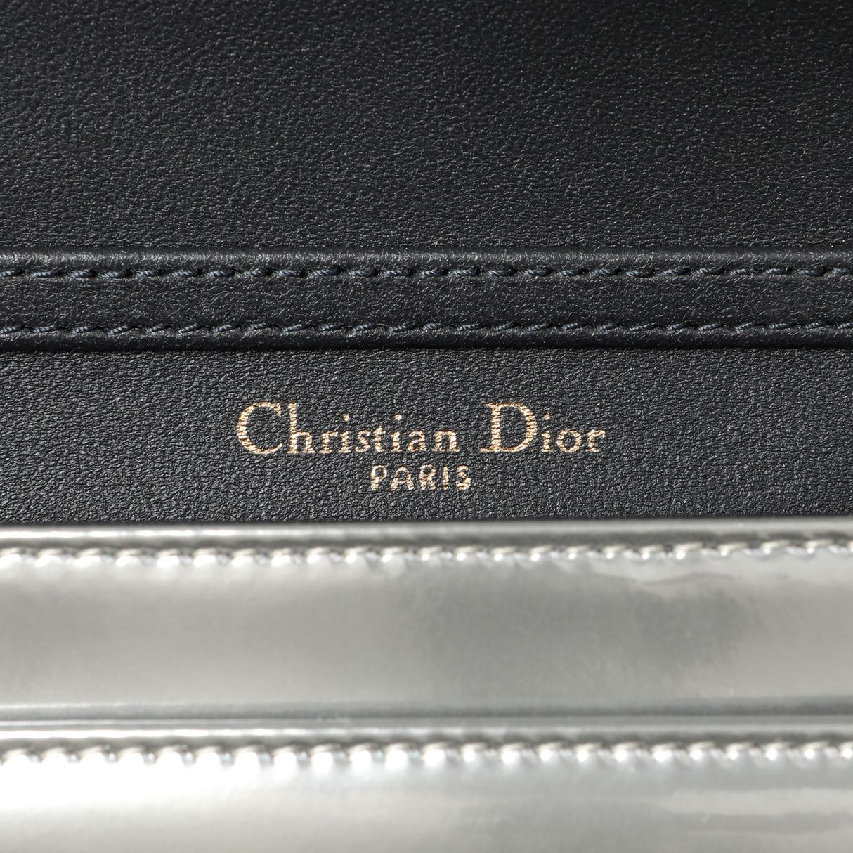 Christian Dior Silver Patent Micro-Cannage Diorama Wallet on Chain Handbags Christian Dior