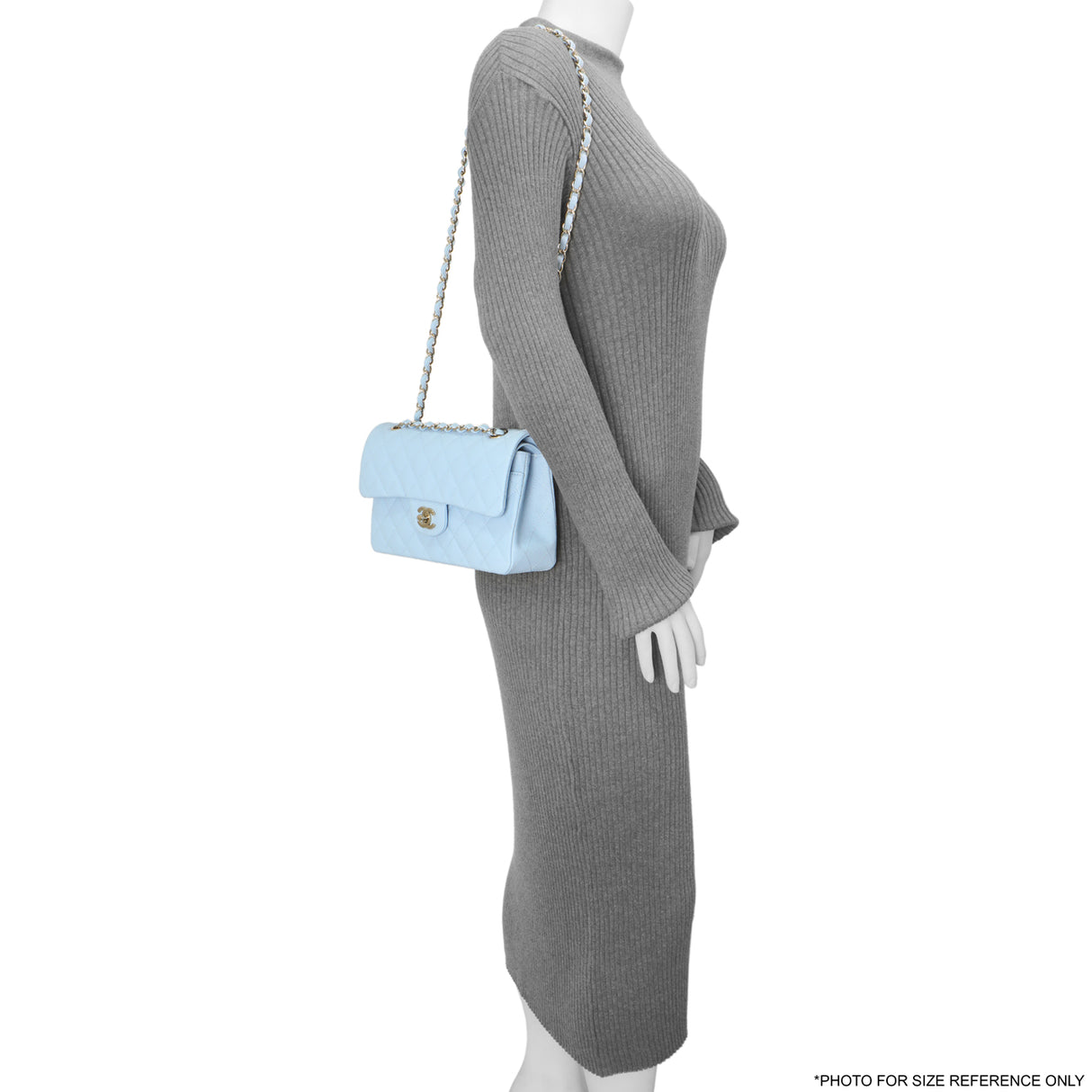 Chanel Blue Quilted Caviar Small Classic Double Flap Handbags Chanel