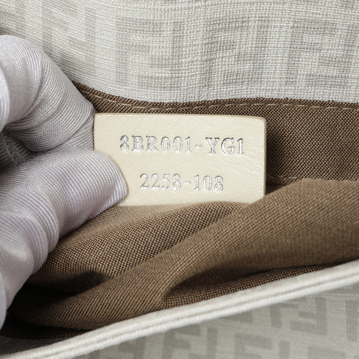 Fendi White Zucchino Mama Baguette Handbags Fendi