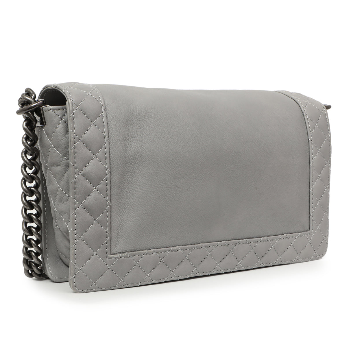 Chanel Grey Calfskin New Medium Boy Reverso Flap Handbags Chanel