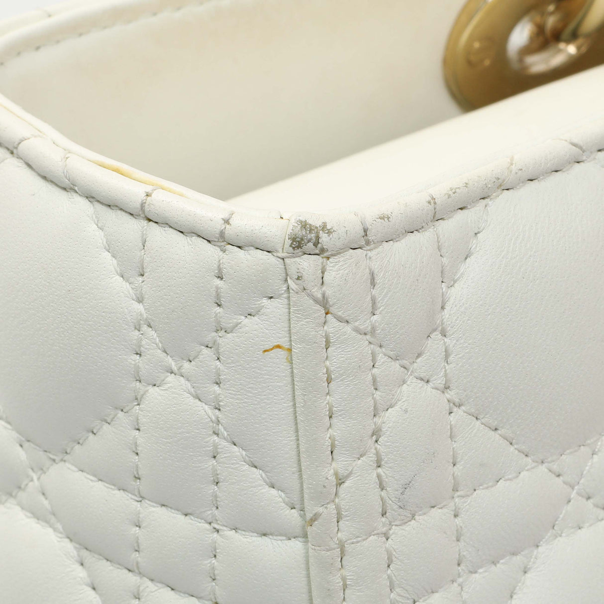 Christian Dior White Lambskin Cannage Large Lady Dior Handbags Christian Dior