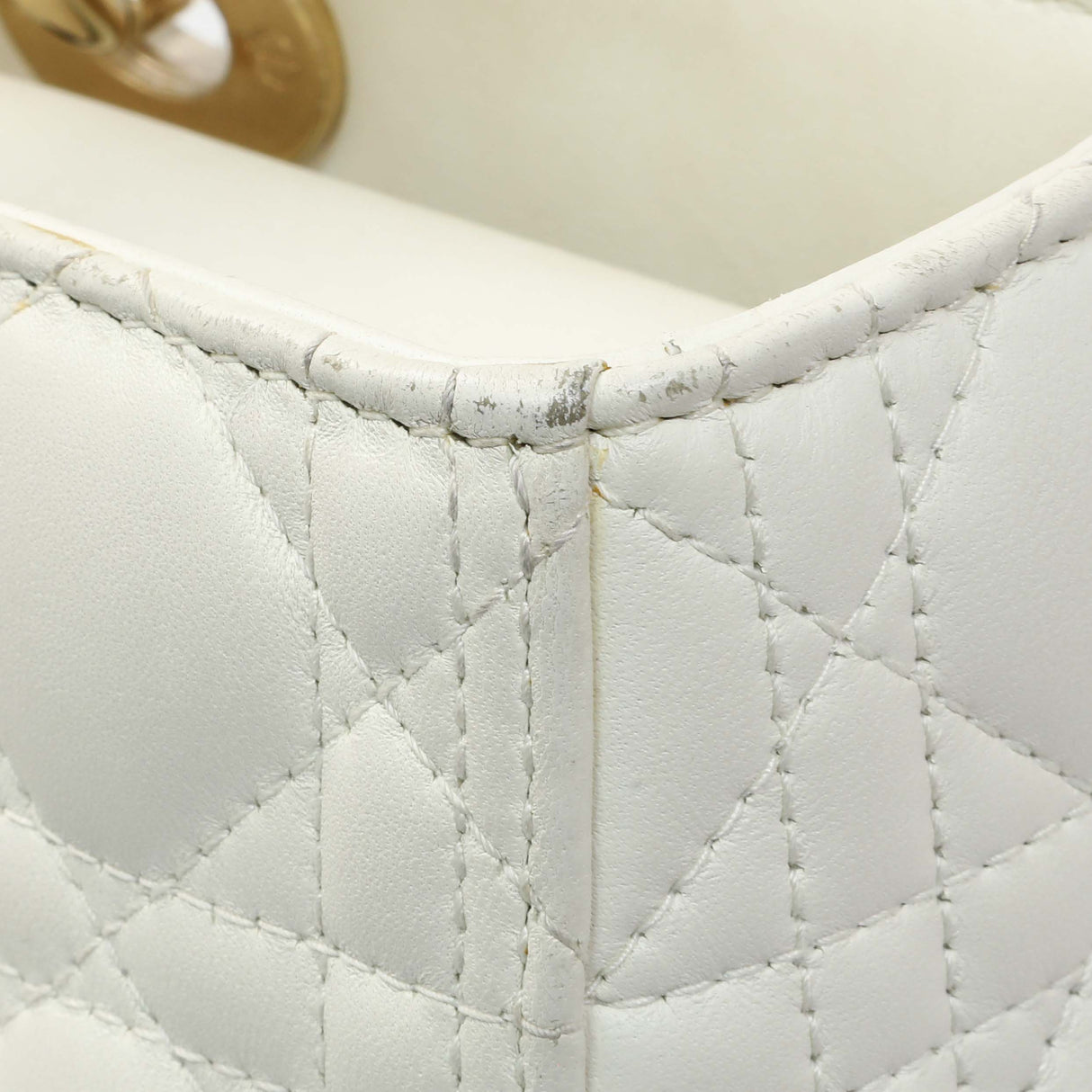 Christian Dior White Lambskin Cannage Large Lady Dior Handbags Christian Dior