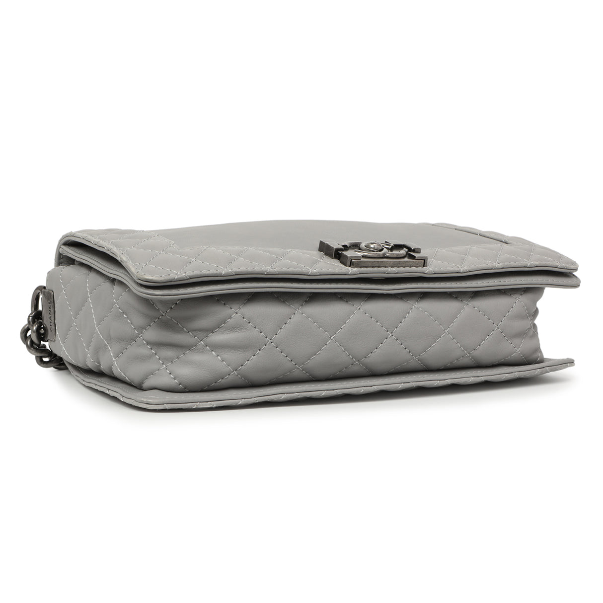 Chanel Grey Calfskin New Medium Boy Reverso Flap Handbags Chanel