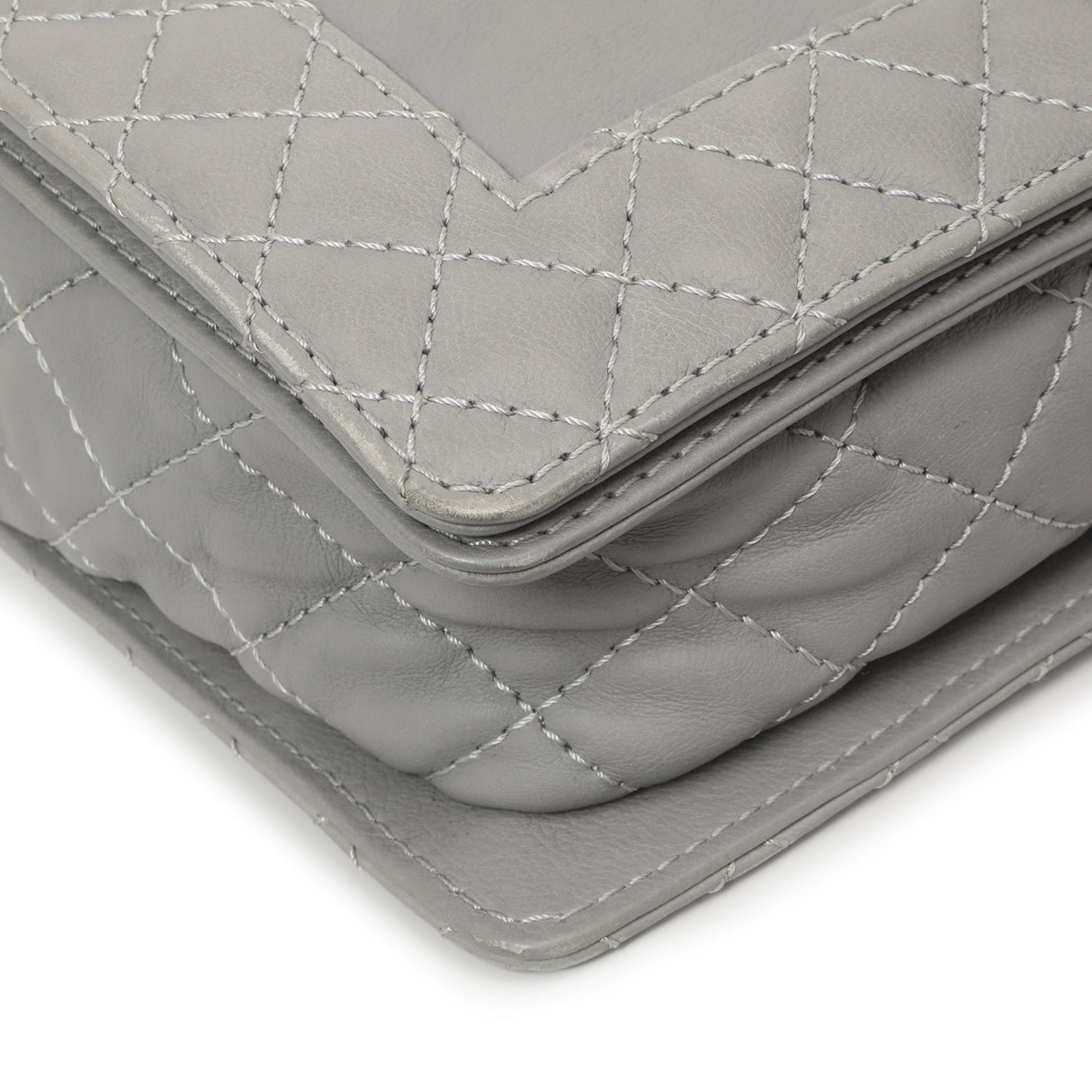 Chanel Grey Calfskin New Medium Boy Reverso Flap Handbags Chanel