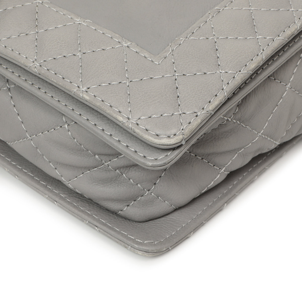 Chanel Grey Calfskin New Medium Boy Reverso Flap Handbags Chanel