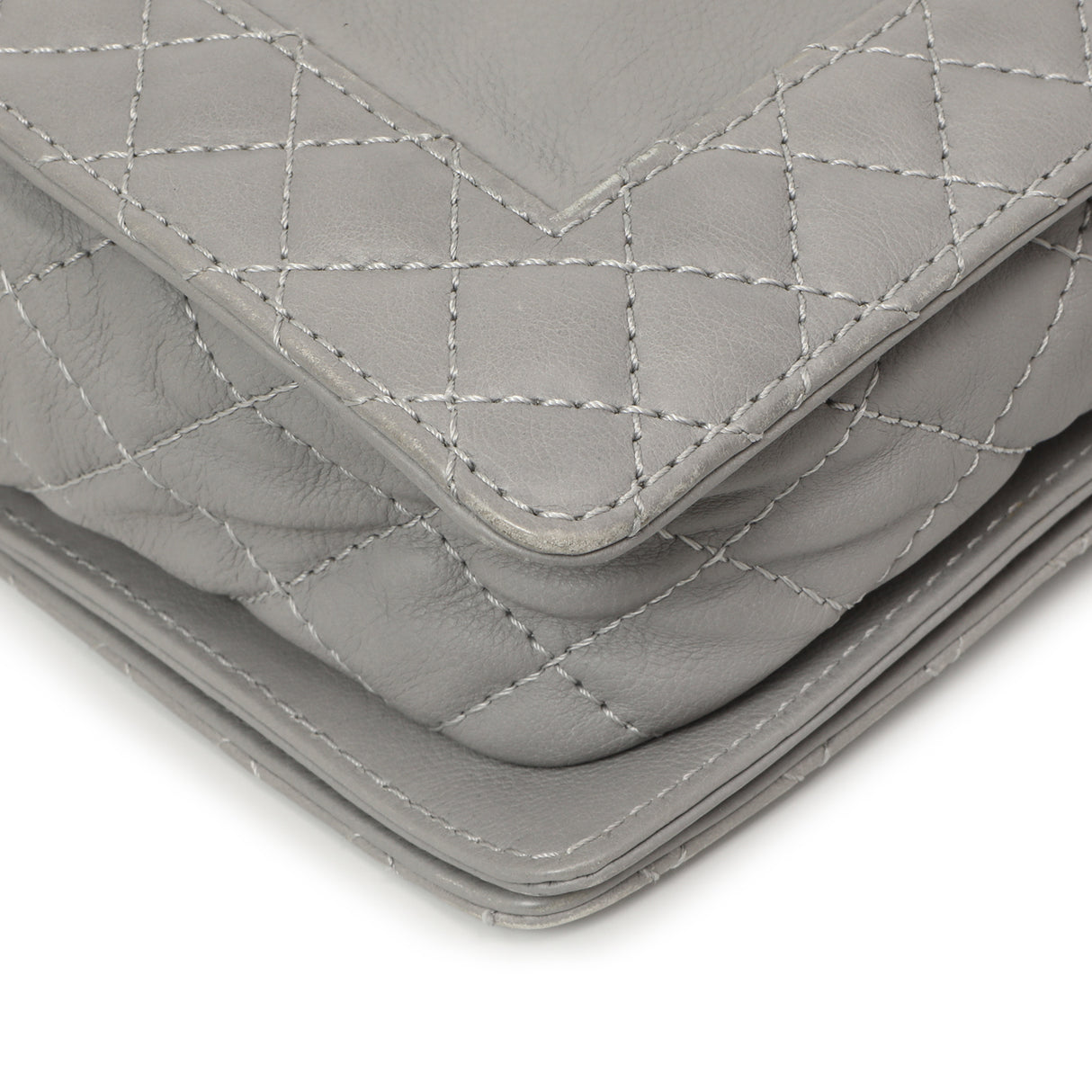 Chanel Grey Calfskin New Medium Boy Reverso Flap Handbags Chanel