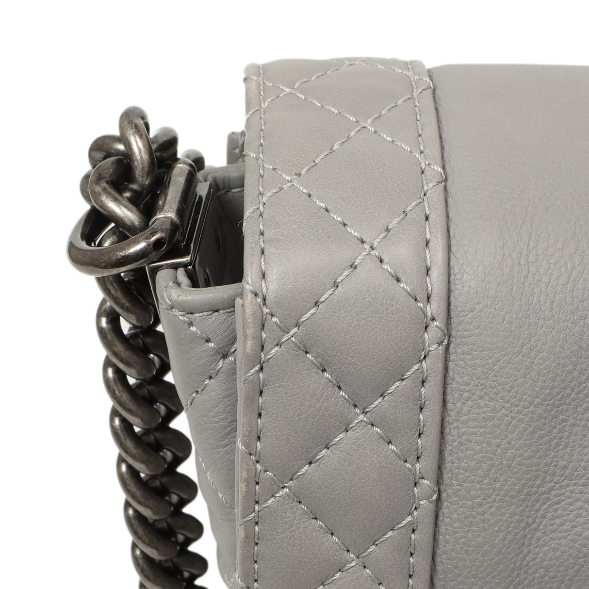 Chanel Grey Calfskin New Medium Boy Reverso Flap Handbags Chanel