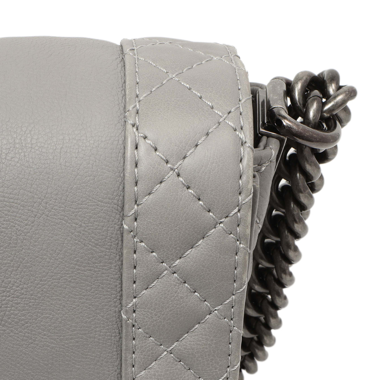 Chanel Grey Calfskin New Medium Boy Reverso Flap Handbags Chanel