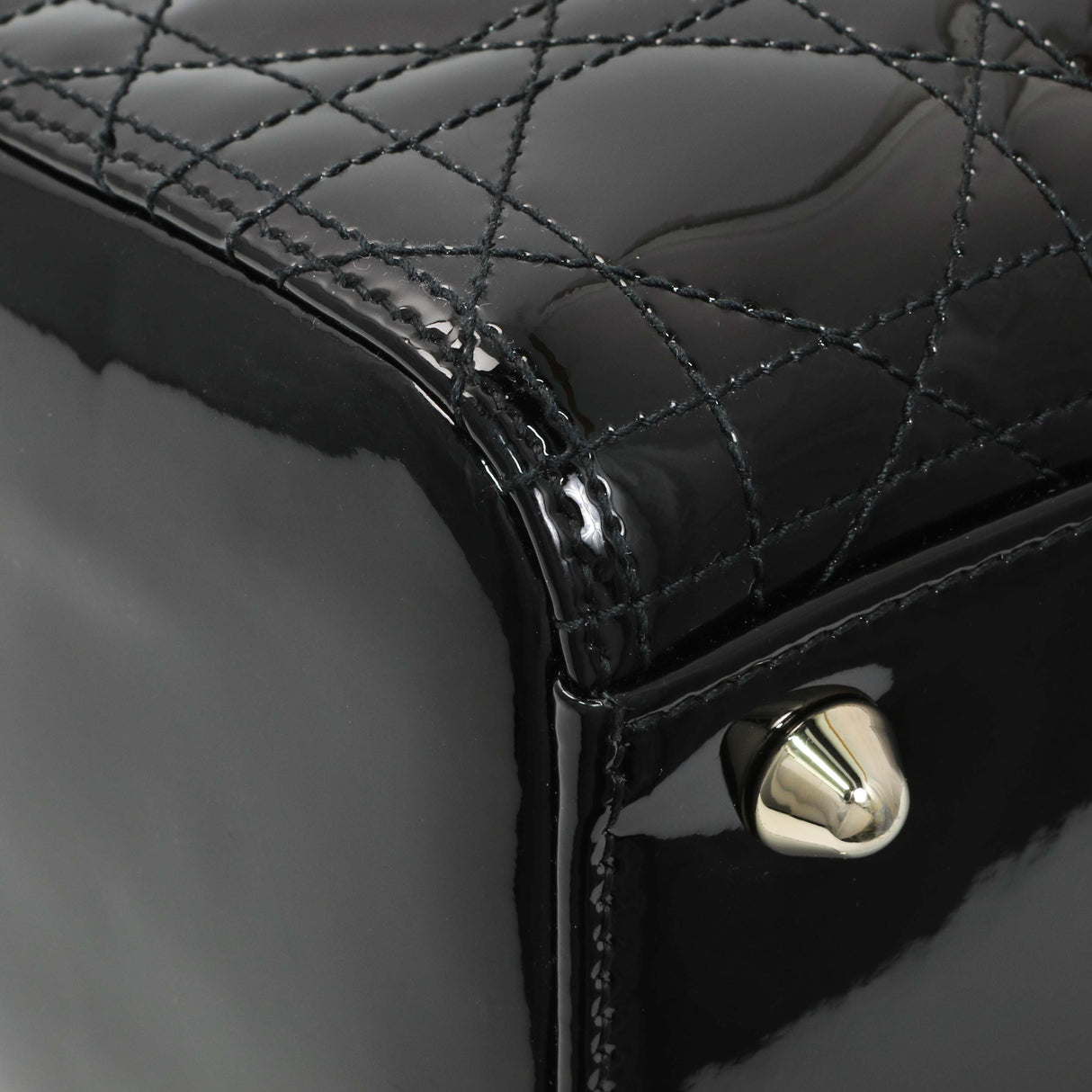 Christian Dior Black Patent Cannage Large Lady Dior Handbags Christian Dior