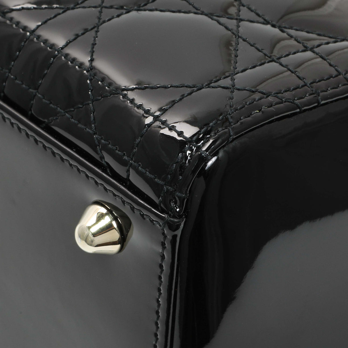 Christian Dior Black Patent Cannage Large Lady Dior Handbags Christian Dior