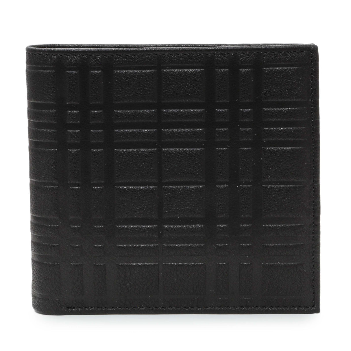 Burberry Black Embossed Check Leather Bifold Wallet Accessories Burberry