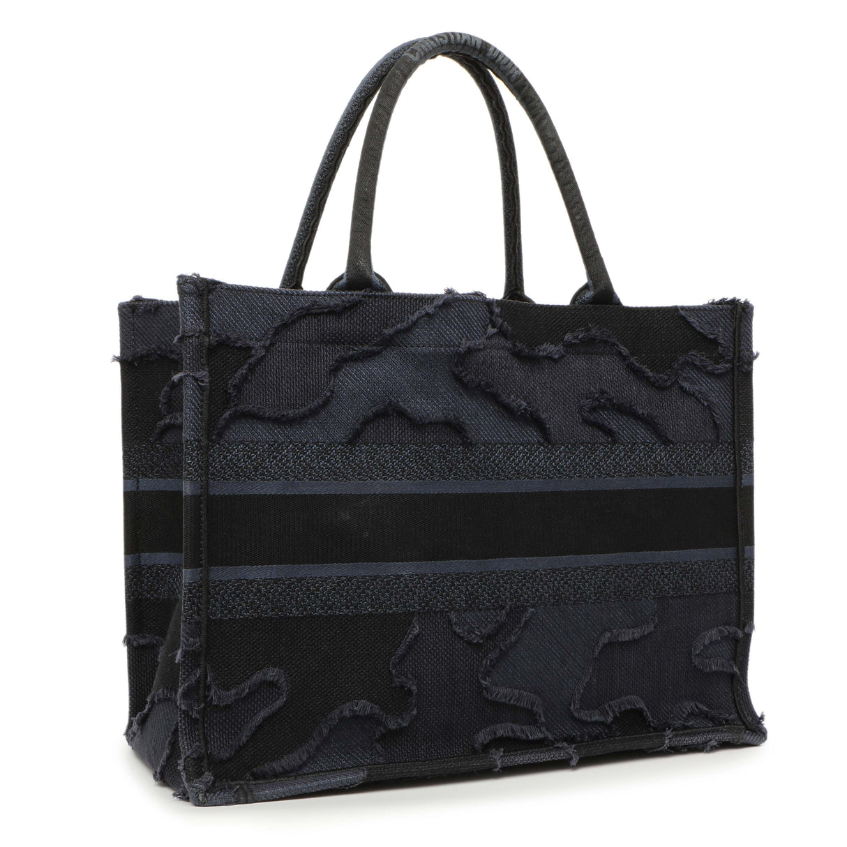 Christian Dior Blue Embroidered Camouflage Medium Book Tote Handbags Christian Dior