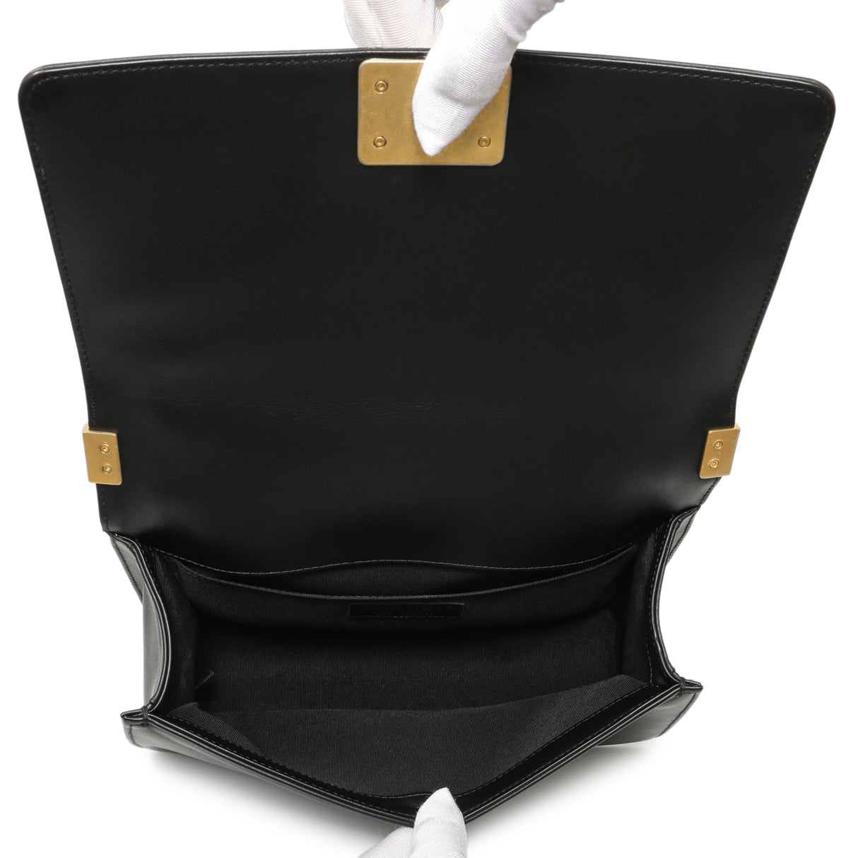 Chanel Black Calfskin Chevron Quilted Medium Boy Bag Handbags Chanel