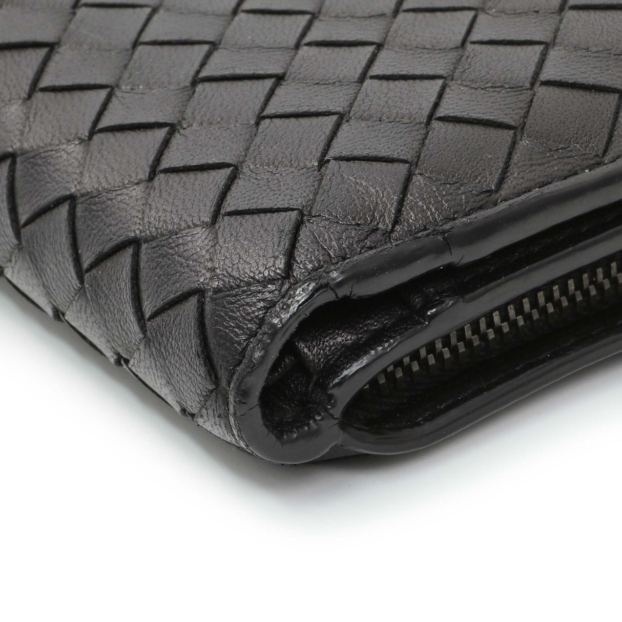 Bottega Veneta Black Intrecciato Bi-Fold Compact Wallet Accessories Bottega Veneta