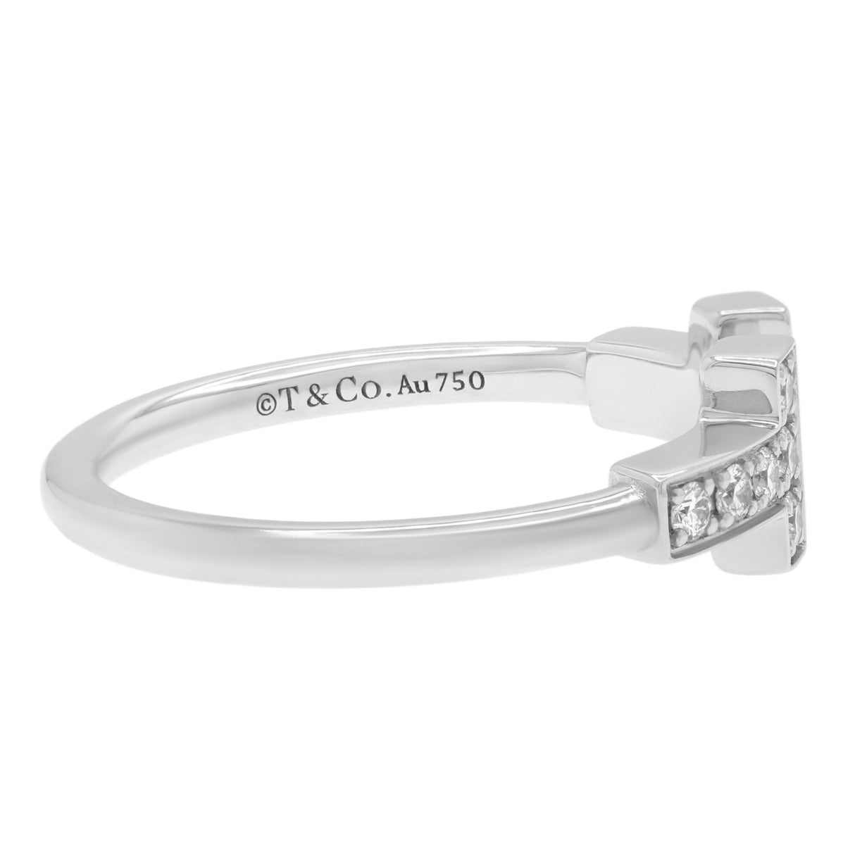 Tiffany & Co. 18K White Gold Diamond T Wire Ring Designer Jewellery Tiffany and Co