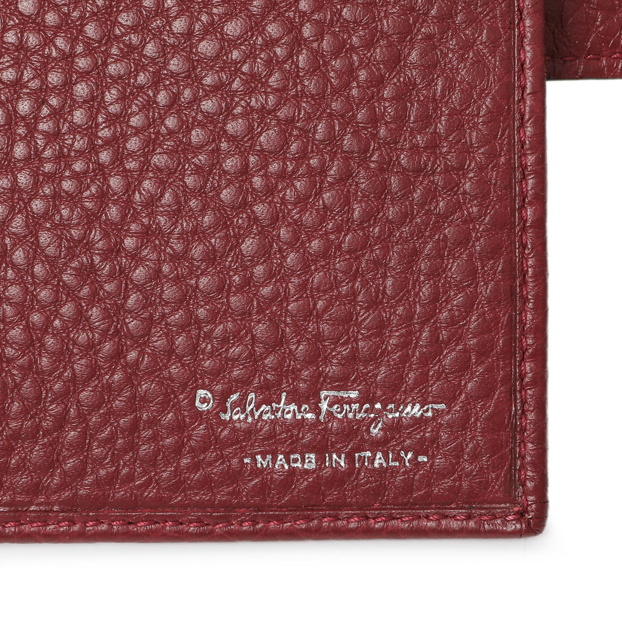 Salvatore Ferragamo Burgundy Calfskin Gancini Flap Wallet Accessories Salvatore Ferragamo
