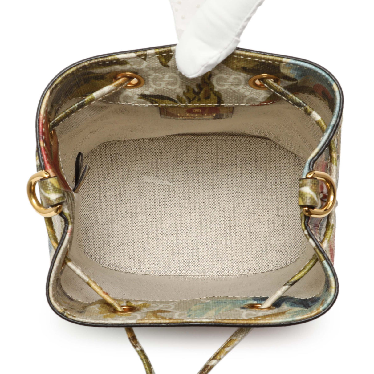 Gucci GG Supreme Monogram Water Flora Web Mini Ophidia Bucket Bag Handbags Gucci