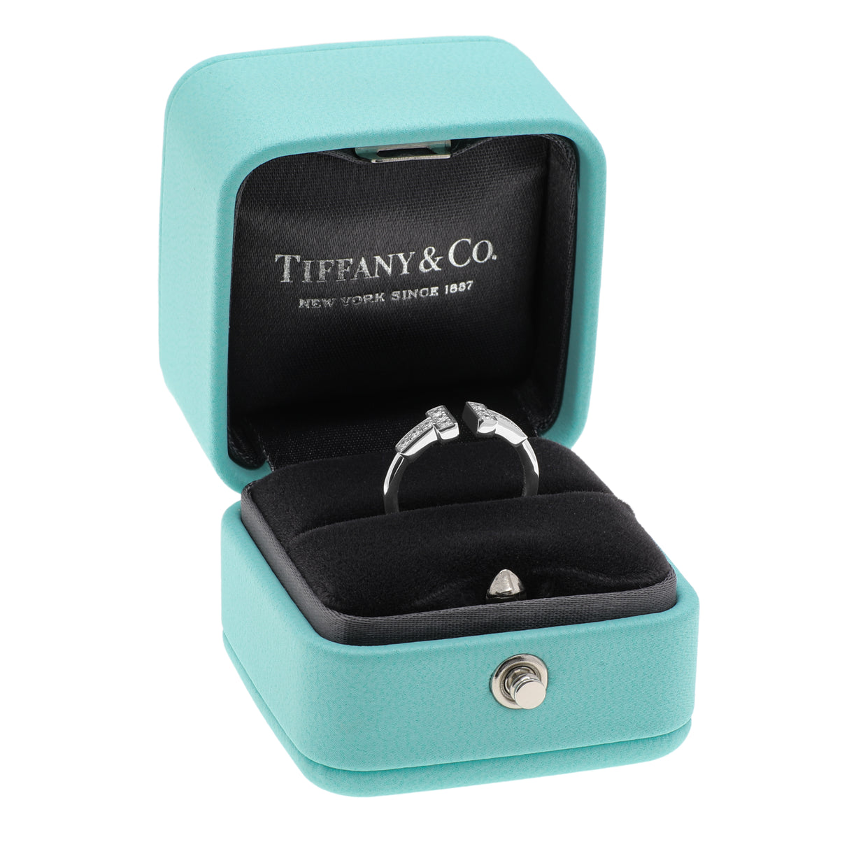Tiffany & Co. 18K White Gold Diamond T Wire Ring Designer Jewellery Tiffany and Co