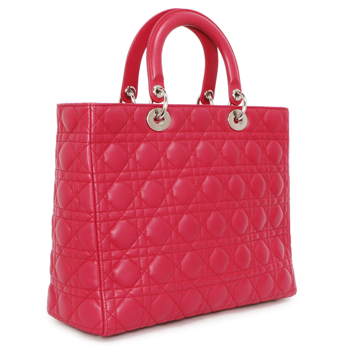 Christian Dior Fuchsia Lambskin Cannage Large Lady Dior Handbags Christian Dior