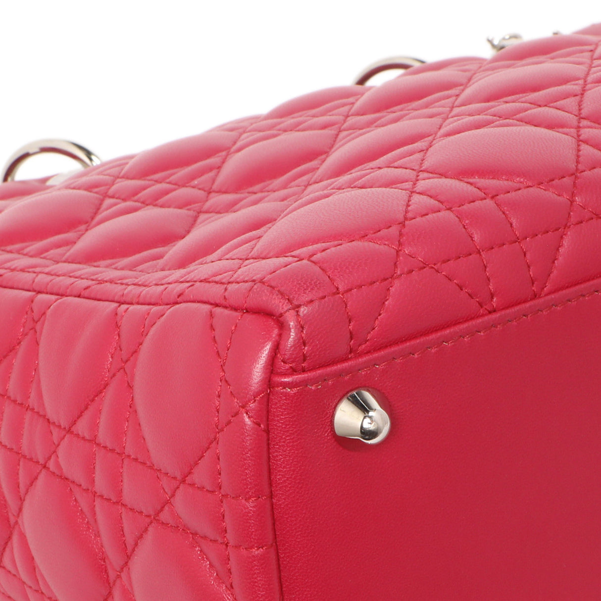 Christian Dior Fuchsia Lambskin Cannage Large Lady Dior Handbags Christian Dior