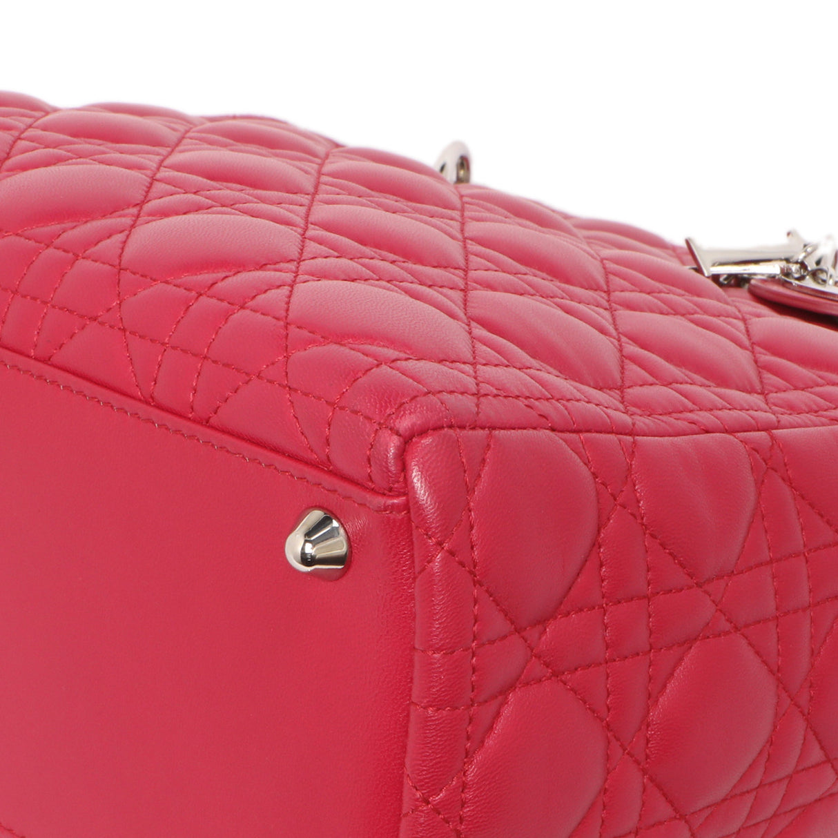 Christian Dior Fuchsia Lambskin Cannage Large Lady Dior Handbags Christian Dior