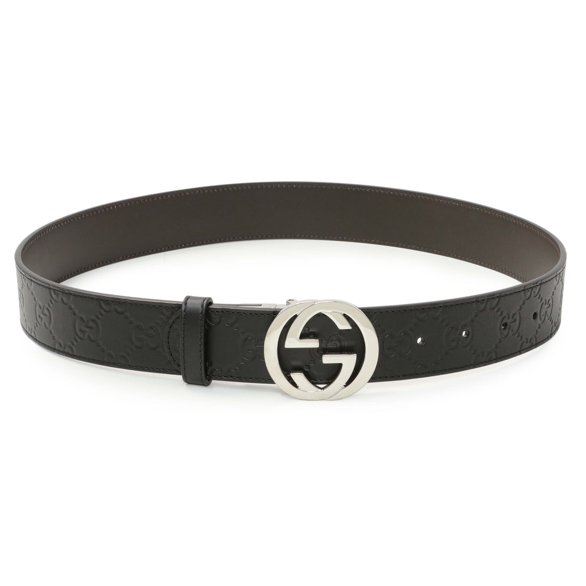 Gucci Black and Brown Calfskin Reversible Belt with Interlocking G Buckle Accessories Gucci