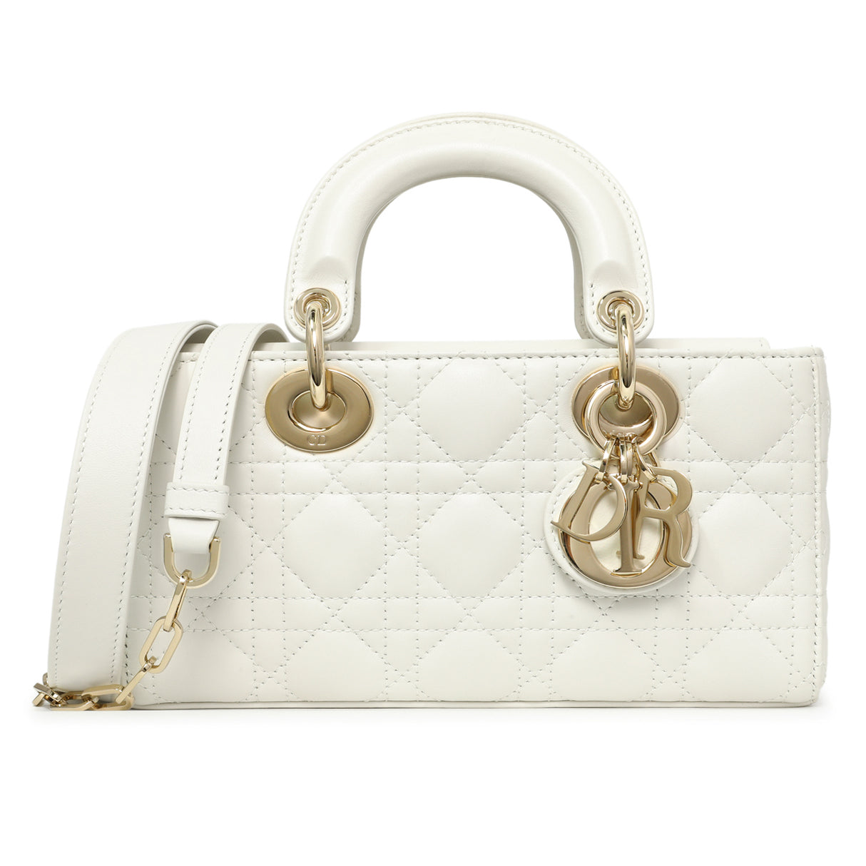 Christian Dior White Lambskin Cannage Small Lady D-Joy Handbags Christian Dior