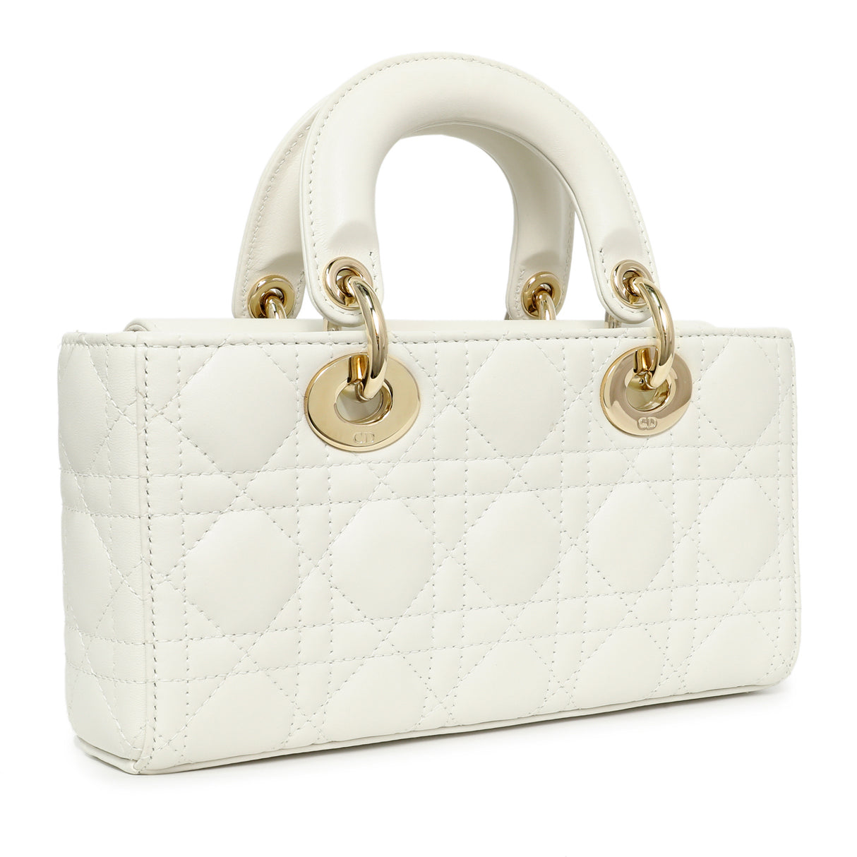 Christian Dior White Lambskin Cannage Small Lady D-Joy Handbags Christian Dior