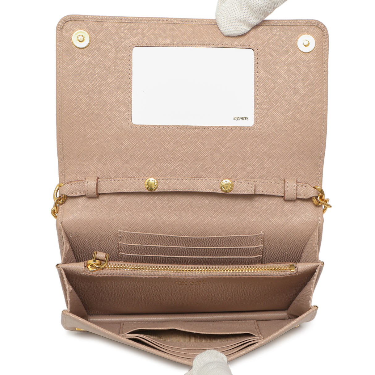 Prada Cammeo Saffiano Lux Chain Wallet Handbags Prada