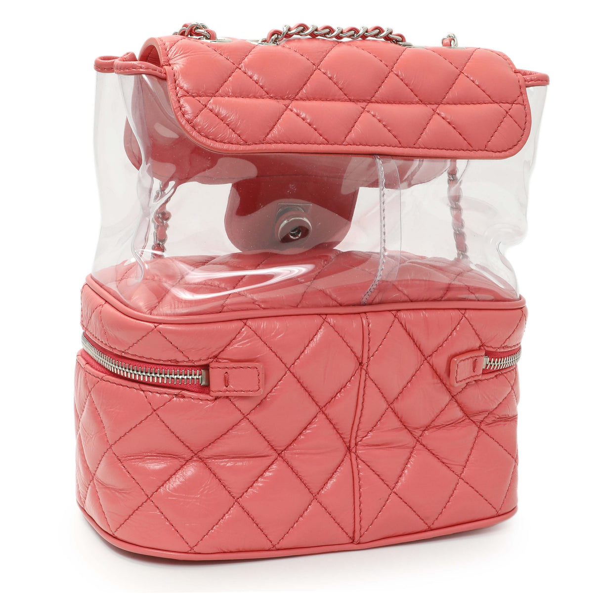 Chanel Pink Crumpled Calfskin PVC Quilted Aquarium Backpack Handbags Chanel