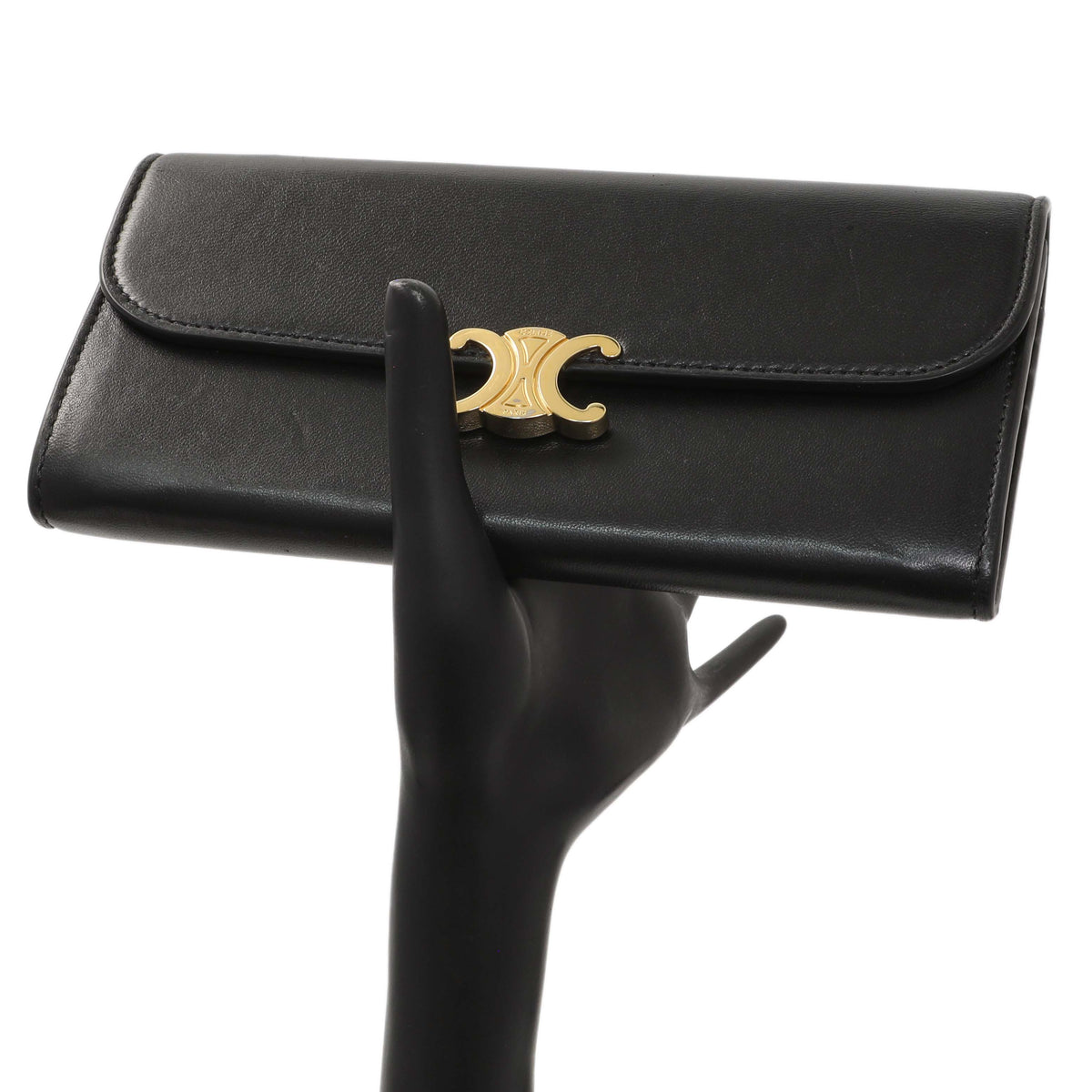 Celine Black Calfskin Large Triomphe Wallet Accessories Celine
