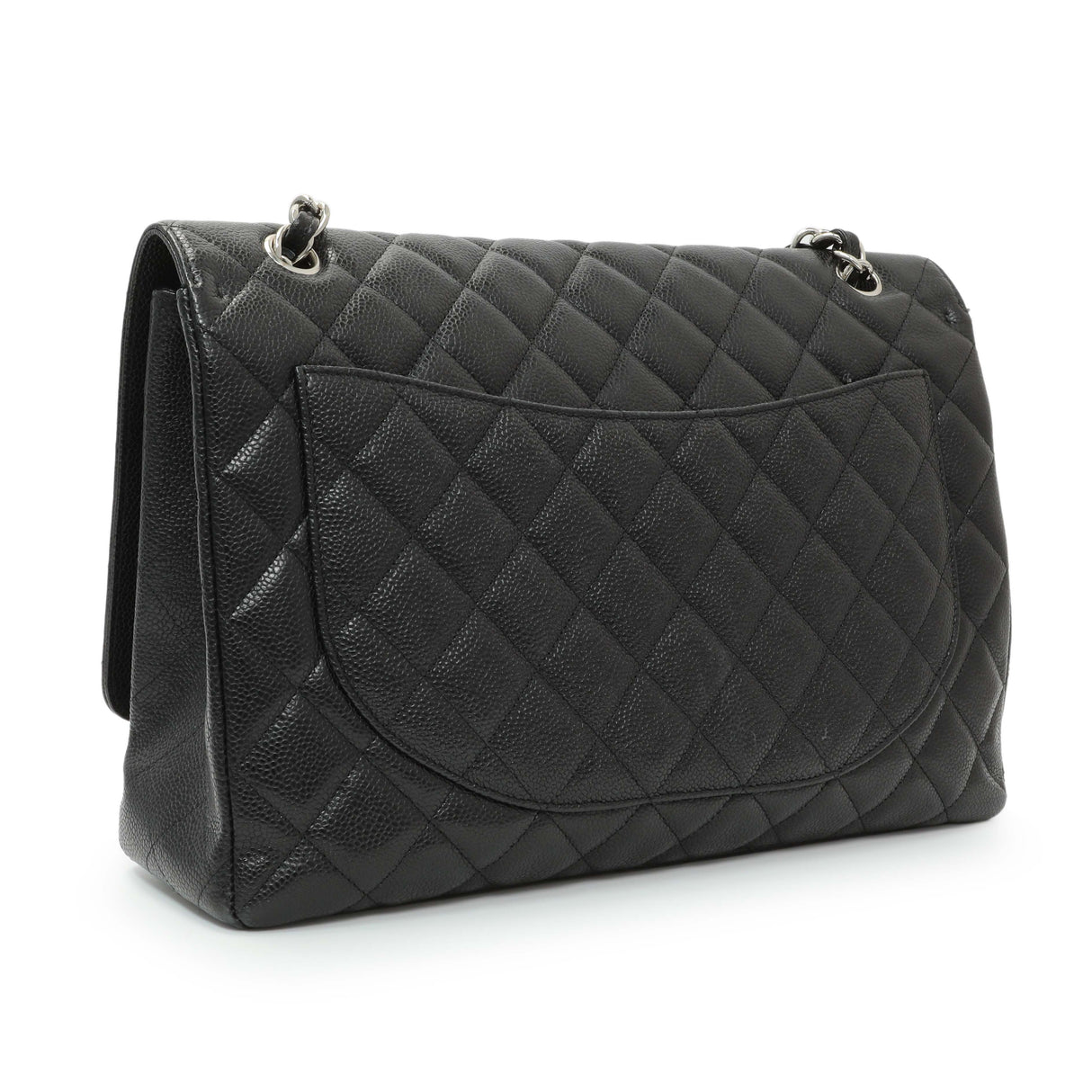 Chanel Black Quilted Caviar Maxi Single Flap Handbags Chanel