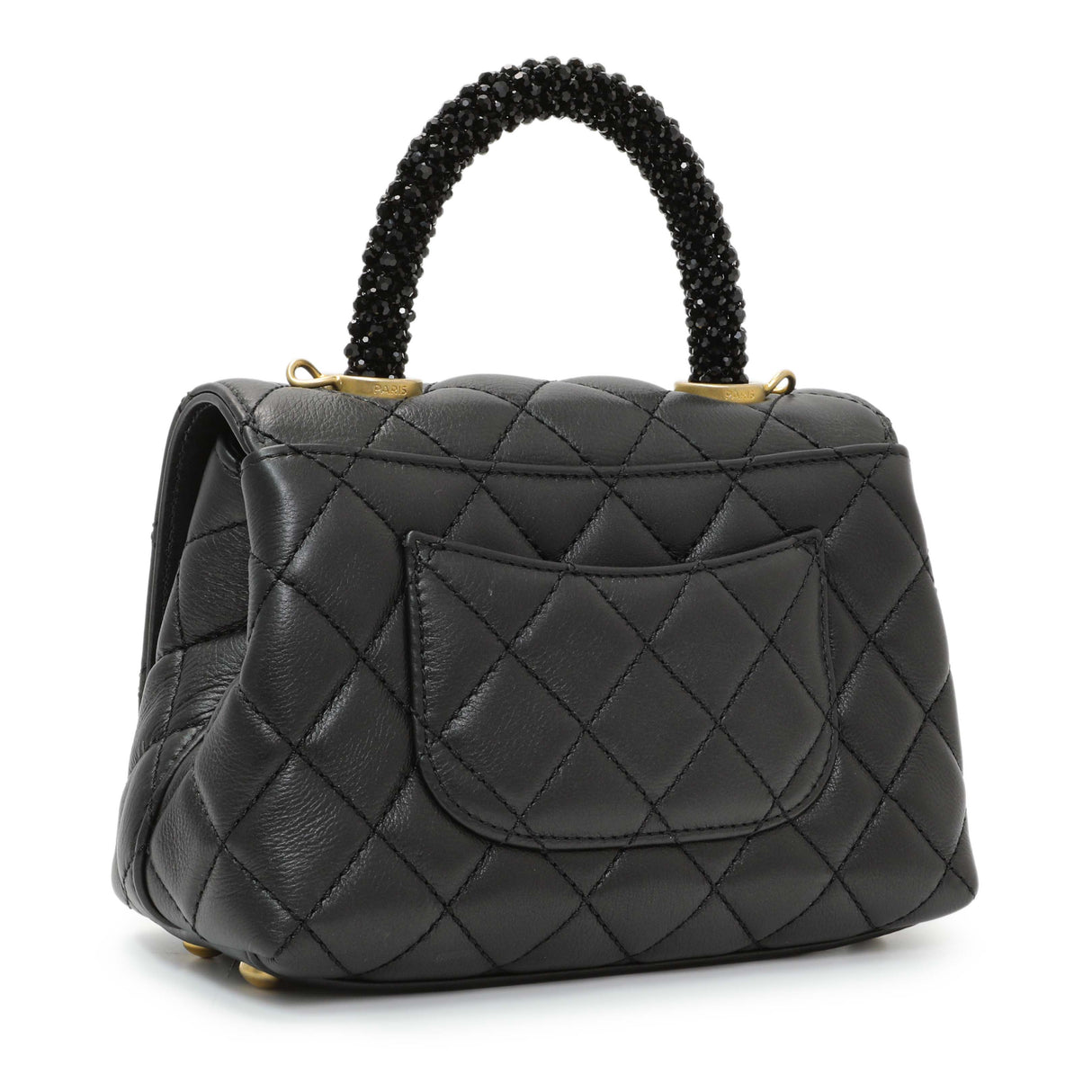 Chanel Black Quilted Goatskin Extra Mini Coco Handle Flap Handbags Chanel