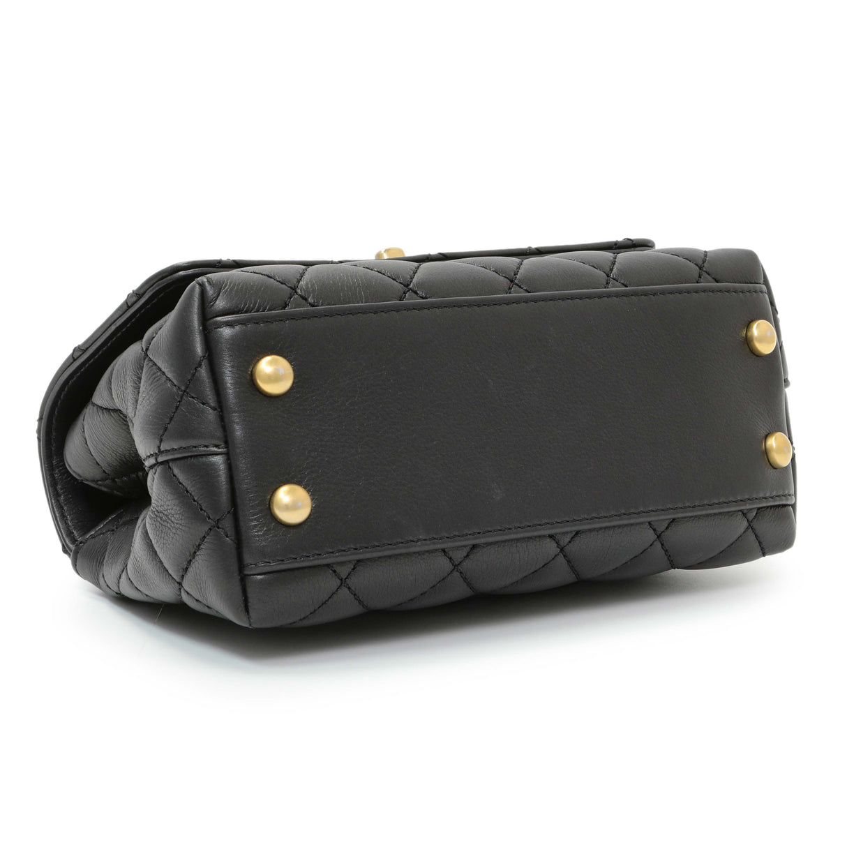 Chanel Black Quilted Goatskin Extra Mini Coco Handle Flap Handbags Chanel