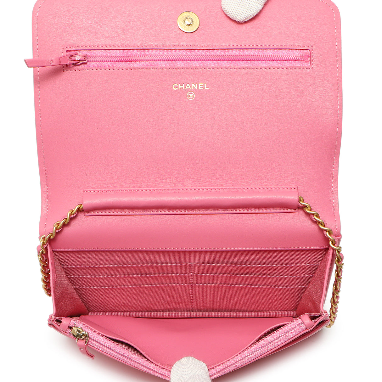 Chanel Pink Quilted Calfskin Boy Wallet on Chain Handbags Chanel